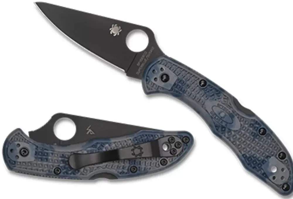 Spyderco Delica® 4 Gray-Blue Zome Super Blue Black Blade Sprint Run™* Clipit