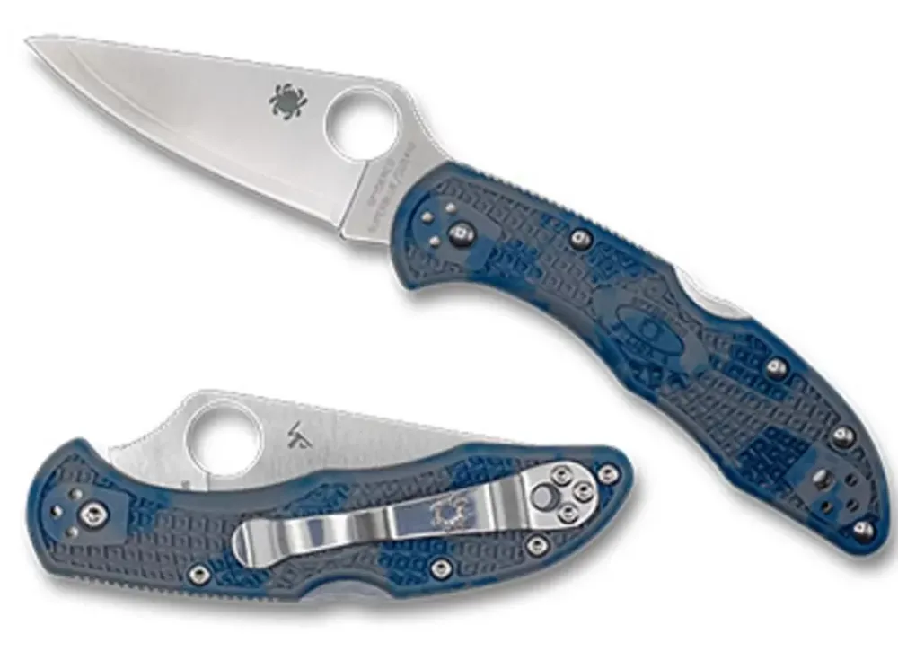 Spyderco Delica® 4 Gray-Blue Zome Super Blue Sprint Run™* Clipit